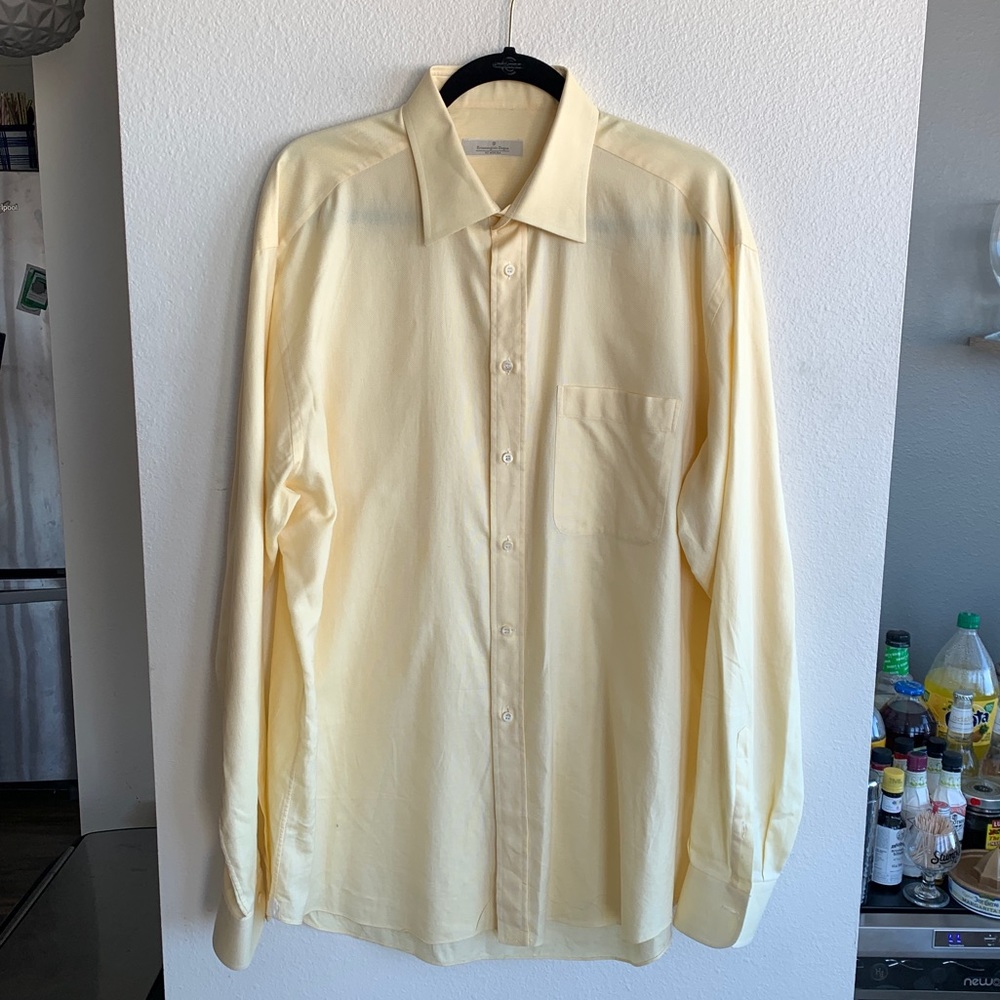 17/38 Ermenegildo Zegna Su Misura Yellow Shirt - Picture 4 of 6